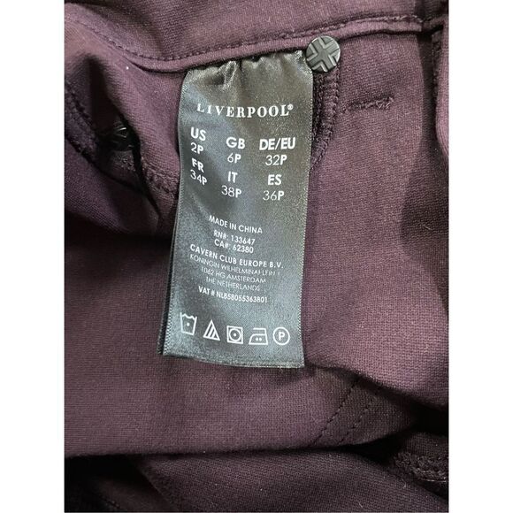 Liverpool Madonna Size 2/26 Petite Dark Plum Aubergine Zip Up Stretch Pants - Picture 10 of 10